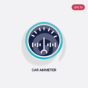 Two color car ammeter vector icon from car parts concept. isolated blue car ammeter vector sign symbol can be use for web, mobile