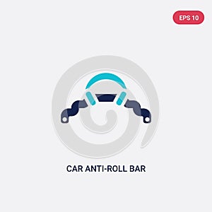 Two color car anti-roll bar vector icon from car parts concept. isolated blue car anti-roll bar vector sign symbol can be use for
