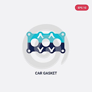 Two color car gasket vector icon from car parts concept. isolated blue car gasket vector sign symbol can be use for web, mobile