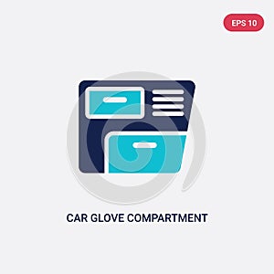 Two color car glove compartment vector icon from car parts concept. isolated blue car glove compartment vector sign symbol can be