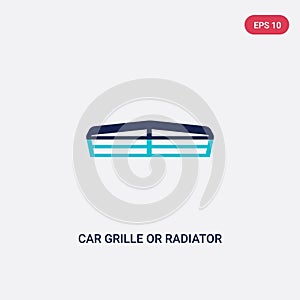 Two color car grille or radiator grille vector icon from car parts concept. isolated blue car grille or radiator vector sign