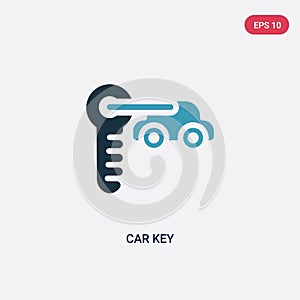 Two color car key vector icon from mechanicons concept. isolated blue car key vector sign symbol can be use for web, mobile and