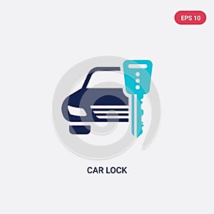 Two color car lock vector icon from car parts concept. isolated blue car lock vector sign symbol can be use for web, mobile and