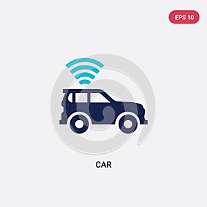 Two color car vector icon from artificial intelligence concept. isolated blue car vector sign symbol can be use for web, mobile
