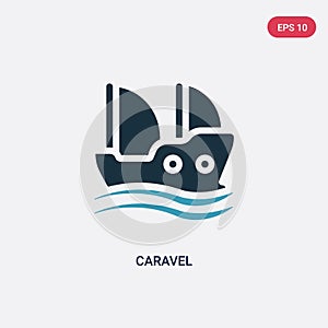 Two color caravel vector icon from nautical concept. isolated blue caravel vector sign symbol can be use for web, mobile and logo