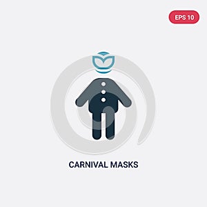 Two color carnival masks vector icon from people concept. isolated blue carnival masks vector sign symbol can be use for web,