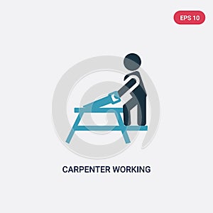 Two color carpenter working vector icon from people concept. isolated blue carpenter working vector sign symbol can be use for web