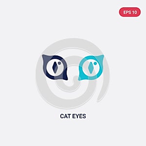 Two color cat eyes vector icon from fashion concept. isolated blue cat eyes vector sign symbol can be use for web, mobile and logo