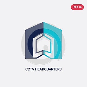 Two color cctv headquarters vector icon from asian concept. isolated blue cctv headquarters vector sign symbol can be use for web