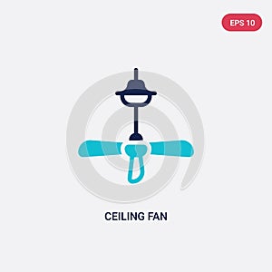 Two color ceiling fan vector icon from electronic devices concept. isolated blue ceiling fan vector sign symbol can be use for web