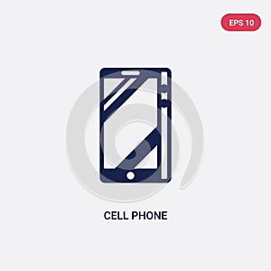 Two color cell phone vector icon from electronic devices concept. isolated blue cell phone vector sign symbol can be use for web,