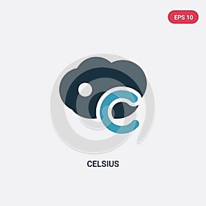 Two color celsius vector icon from meteorology concept. isolated blue celsius vector sign symbol can be use for web, mobile and
