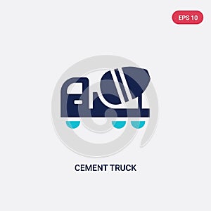 Two color cement truck vector icon from construction concept. isolated blue cement truck vector sign symbol can be use for web,