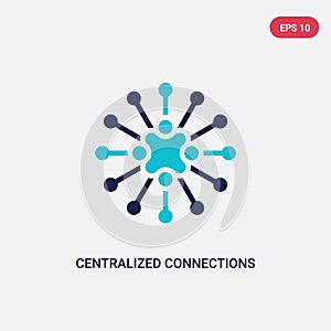 Two color centralized connections vector icon from business concept. isolated blue centralized connections vector sign symbol can