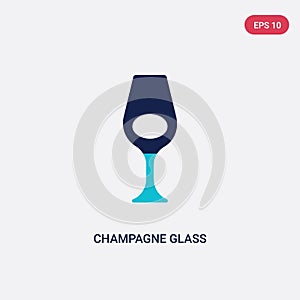 Two color champagne glass vector icon from food and restaurant concept. isolated blue champagne glass vector sign symbol can be photo