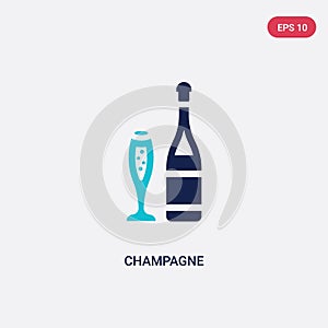 Two color champagne vector icon from hotel concept. isolated blue champagne vector sign symbol can be use for web, mobile and logo photo