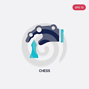 Two color chess vector icon from artificial intelligence concept. isolated blue chess vector sign symbol can be use for web,