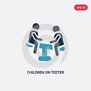 Two color children on teeter totter vector icon from people concept. isolated blue children on teeter totter vector sign symbol