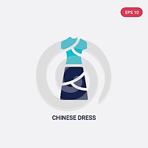 Two color chinese dress vector icon from asian concept. isolated blue chinese dress vector sign symbol can be use for web, mobile
