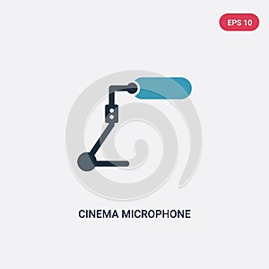 Two color cinema microphone vector icon from music concept. isolated blue cinema microphone vector sign symbol can be use for web