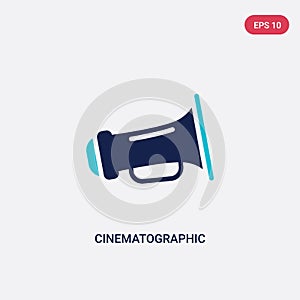 Two color cinematographic announcer vector icon from cinema concept. isolated blue cinematographic announcer vector sign symbol