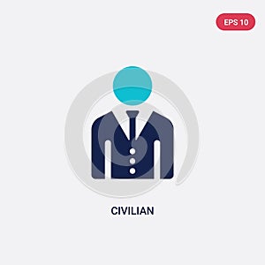 Two color civilian vector icon from army and war concept. isolated blue civilian vector sign symbol can be use for web, mobile and