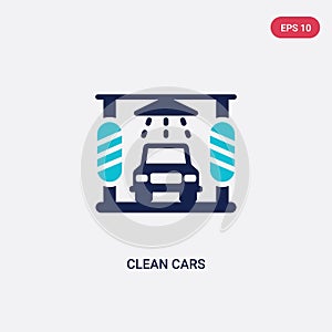 Two color clean cars vector icon from cleaning concept. isolated blue clean cars vector sign symbol can be use for web, mobile and