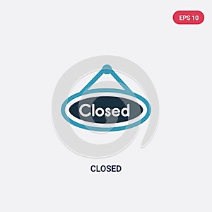 Two color closed vector icon from museum concept. isolated blue closed vector sign symbol can be use for web, mobile and logo. eps