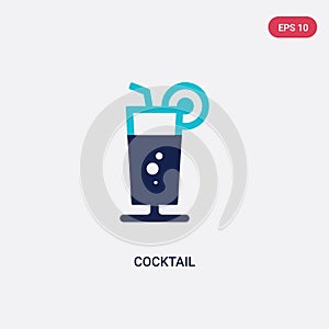 Two color cocktail vector icon from brazilia concept. isolated blue cocktail vector sign symbol can be use for web, mobile and