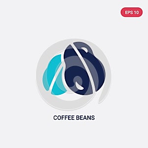Two color coffee beans vector icon from brazilia concept. isolated blue coffee beans vector sign symbol can be use for web, mobile photo