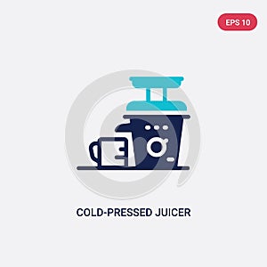 Two color cold-pressed juicer vector icon from electronic devices concept. isolated blue cold-pressed juicer vector sign symbol