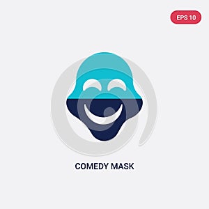 Two color comedy mask vector icon from education concept. isolated blue comedy mask vector sign symbol can be use for web, mobile