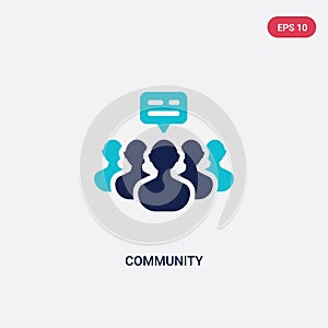 Two color community vector icon from blogger and influencer concept. isolated blue community vector sign symbol can be use for web