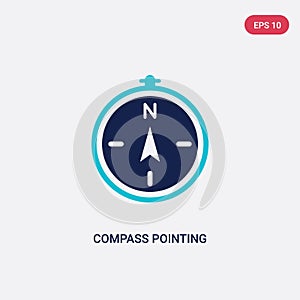 Two color compass pointing north east vector icon from airport terminal concept. isolated blue compass pointing north east vector