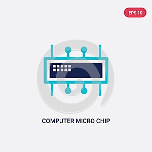 Two color computer micro chip vector icon from computer concept. isolated blue computer micro chip vector sign symbol can be use