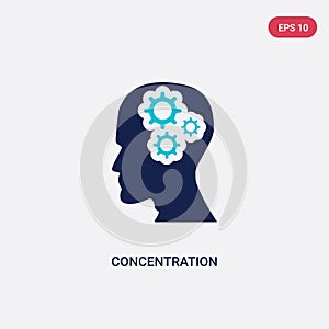 Two color concentration vector icon from brain process concept. isolated blue concentration vector sign symbol can be use for web