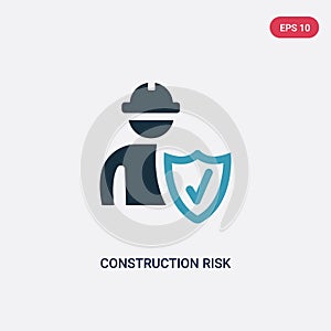 Two color construction risk vector icon from insurance concept. isolated blue construction risk vector sign symbol can be use for