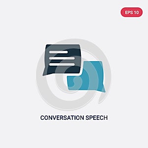 Two color conversation speech bubbles vector icon from multimedia concept. isolated blue conversation speech bubbles vector sign