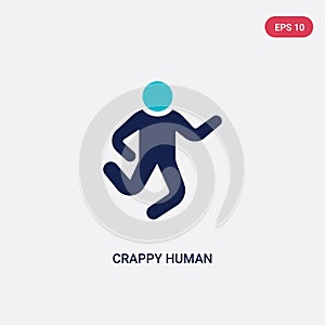 Two color crappy human vector icon from feelings concept. isolated blue crappy human vector sign symbol can be use for web, mobile