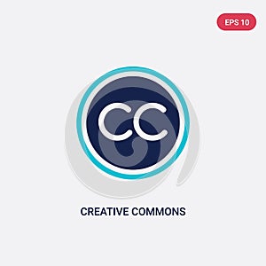 Two color creative commons vector icon from content concept. isolated blue creative commons vector sign symbol can be use for web