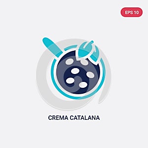 Two color crema catalana vector icon from culture concept. isolated blue crema catalana vector sign symbol can be use for web, photo