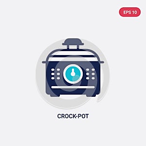 Two color crock-pot vector icon from electronic devices concept. isolated blue crock-pot vector sign symbol can be use for web,