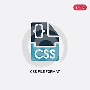 Two color css file format vector icon from programming concept. isolated blue css file format vector sign symbol can be use for