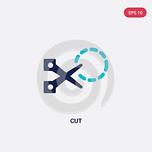 Two color cut vector icon from geometry concept. isolated blue cut vector sign symbol can be use for web, mobile and logo. eps 10