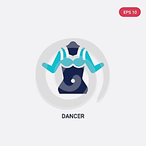 Two color dancer vector icon from brazilia concept. isolated blue dancer vector sign symbol can be use for web, mobile and logo.