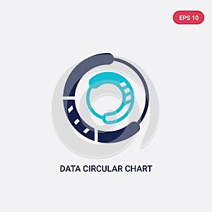 Two color data circular chart vector icon from business and finance concept. isolated blue data circular chart vector sign symbol