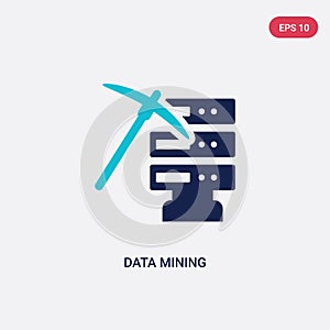 Two color data mining vector icon from artificial intellegence concept. isolated blue data mining vector sign symbol can be use