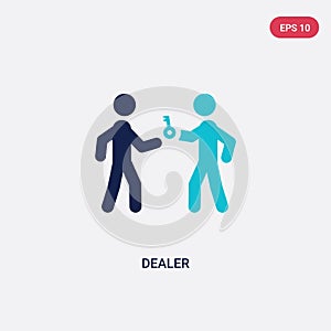 two color dealer vector icon from activity and hobbies concept. isolated blue dealer vector sign symbol can be use for web, mobile