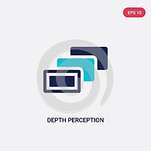 Two color depth perception vector icon from augmented reality concept. isolated blue depth perception vector sign symbol can be