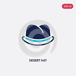 Two color desert hat vector icon from desert concept. isolated blue desert hat vector sign symbol can be use for web, mobile and